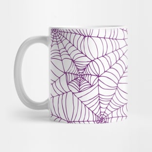 Spiderwebs pattern - purple on white Mug